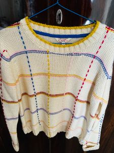 Colorful Plaid Knit Sweater