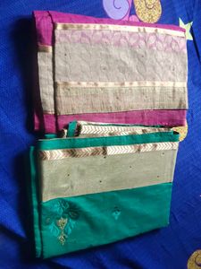 Pink And Green Saree (Pack Of 2)