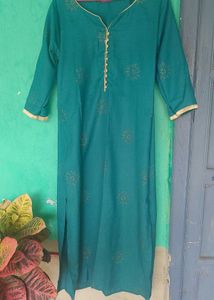 Teal Kurti with Gold Accents
