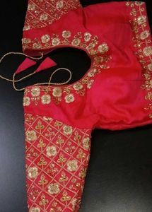 Pink Embroidered Sari Blouse