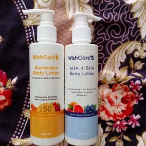 Wishcare Sunscreen Body Lotion And AHA+BHA
