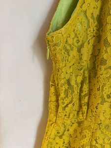 Yellow Lace Halter Mini Dress