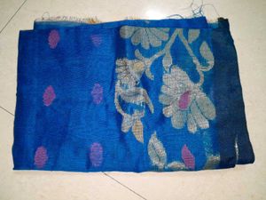 Blue Jamdani Soft Saree with blouse Piece
