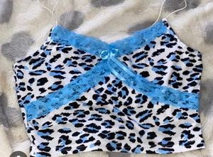 🔥 Blue Leopard Lace Top 🔥Sexy Y2K vibes
