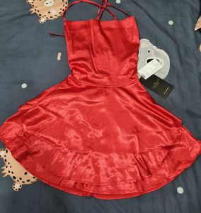 Red Satin Mini Dress