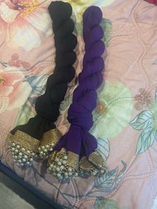 Black And Purple Dupatta ..with Perl Border