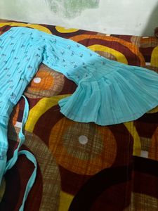 Aqua Pleated Butterfly Dress