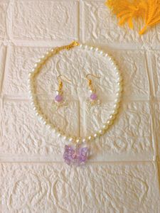 Necklace With Earings💜/Korean Jewellery Set🎀