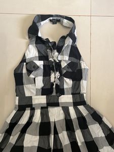black &amp; white anime checkered cosplay halter dress