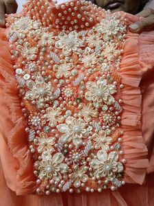 Peach Tulle Mini Skirt And Top