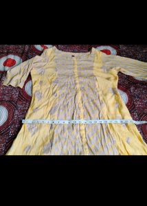 Yellow Printed A Line Dress