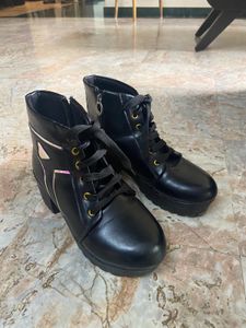Black Ankle Boots - Lace-Up