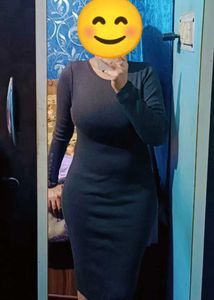 Gray Long Sleeve Bodycon Dress