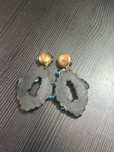 Teal Sequin Flower Earrings