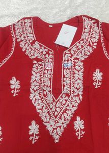 Red Embroidered Kurta