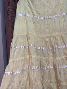 Long Pastel Yellow Tiered Skirt
