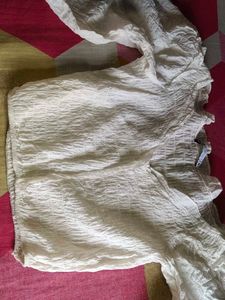 Ruched White Crop Top