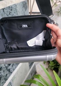 Zara Rigid Silver Crossbody Bag Unisex