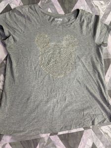 Gray Tee with Mickey Mouse Design