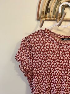 Cute Heart Print net  Crop Top