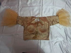 Golden Blouse with Net Sleeves