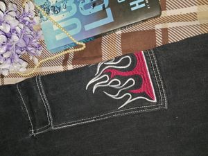 Black Baggy Jeans With Red Flames !!
