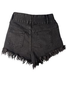 Frayed Black Denim Shorts  Size Xs Fit To S