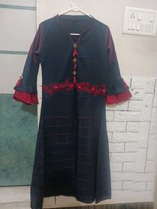 Stylish Blue and Red Pant Suit