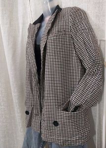 Checkered Blazer with Black Accents