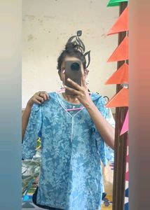 Floral Printed Short Blue Kurti