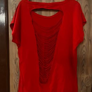 Open-Back Red Graphic Tee