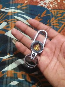 Unique Metal Keychain with Gold Design