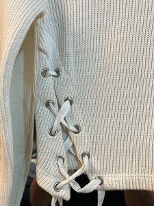 Ribbed Lace-Up Crop Top