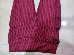 Red Textured Leggings