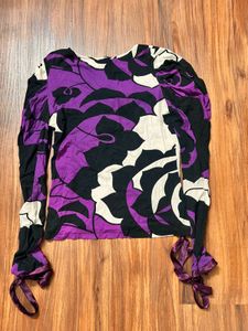 V-neck Top With Tie Ribbons