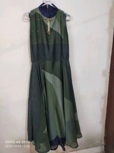 Olive Green Geometric Dress