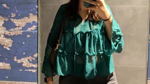 Green Sheer Ruffle Top