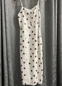 Elegant White Polka Dot Dress