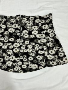 Black Floral Winter Mini Skirt