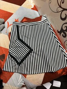 Black & White Striped Mini Skirt