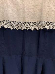 Party Wear Dress/ White Lace Blue Dress