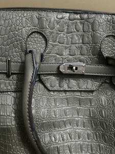 Olive Green Faux Crocodile Leather Tote