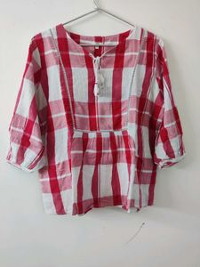 Red & White Plaid Top