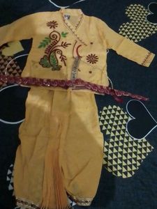 Yellow Embroidered Kurta Dhoti Set