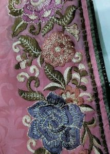 Pink Floral Embroidered Saree