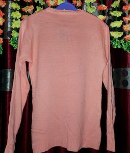 Peach Embellished Knit Sweater