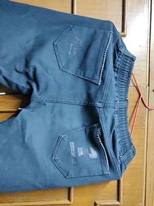 Denim Jeans In Navy Blue Colour With 40 Waist Size Including Rope To Adjust Size According To You.