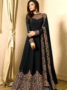 New Semi~Stitched Black Georgette Anarkali Suit