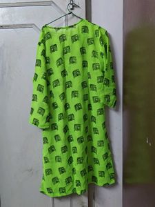 Digital Printed Neon Green Auto Design Kurti
