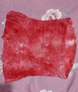 Red Tie-Dye Knit Top